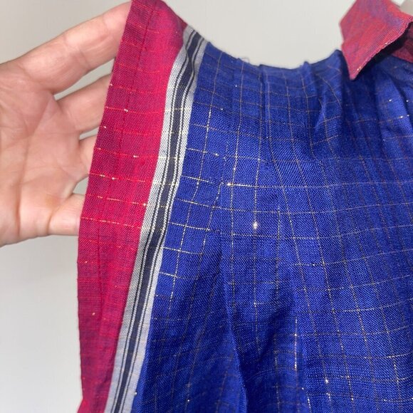 Indian Summer Vintage Womens Top Size M Blue Metallic Thread Embellished Tunic - Picture 8 of 8